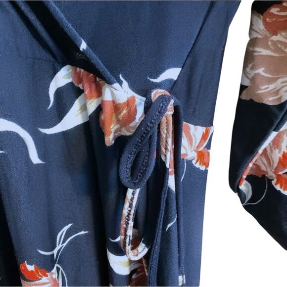 Beeches Brook Dress Women’s Size L Knit Wrap Black Floral Career Work Surplice - Picture 5 of 11